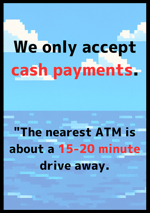 Payment is by cash only.